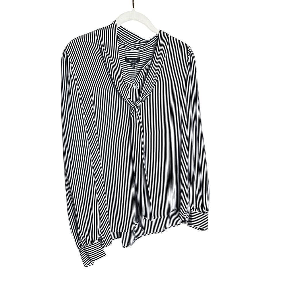 Premise Studio Button Down Shirt Long Sleeve Striped Black White Womens Sz M NEW